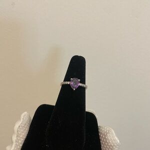 Pear Cut Amethyst Ring In Sterling Silver White Topez Size 7